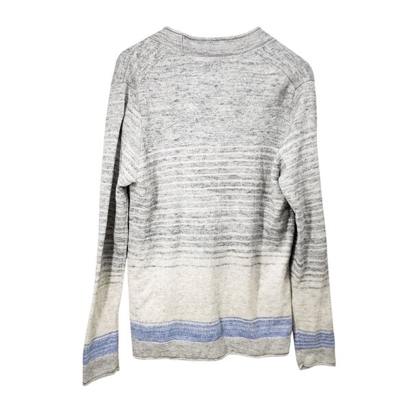 Lucky Brand Womens Medium Gray & Blue‎ Striped Cotton Cardigan Sweater M - Picture 2 of 7